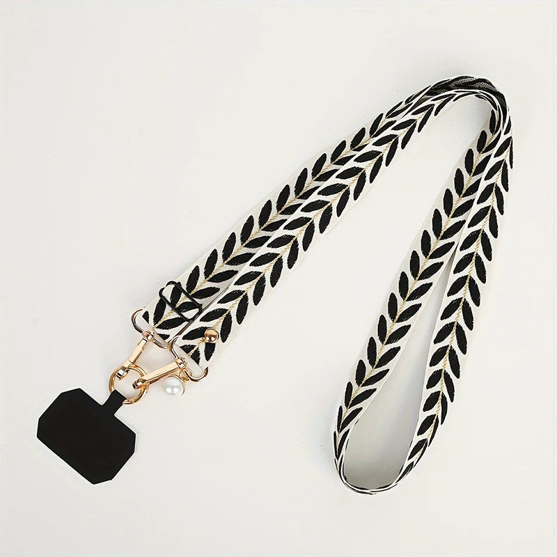 PC Universal Adjustable Mobile Phone Lanyard  Women Crossbody Single Shoulder Neck Strap Pearl Pendant Hanging Anti Loss Rope