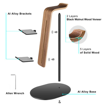 Universal Controller and Headset Stand, Aluminum Wood Gaming Controller & Headphone Holder for PS5 PS4 Xbox One Nintendo Switch