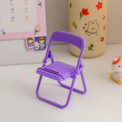 PC Universal Mobile Phone Accessories Foldable Chair Shape Mini Desktop Phone Holder Cell Phone Stand Cute Portable Bench Mini Toys