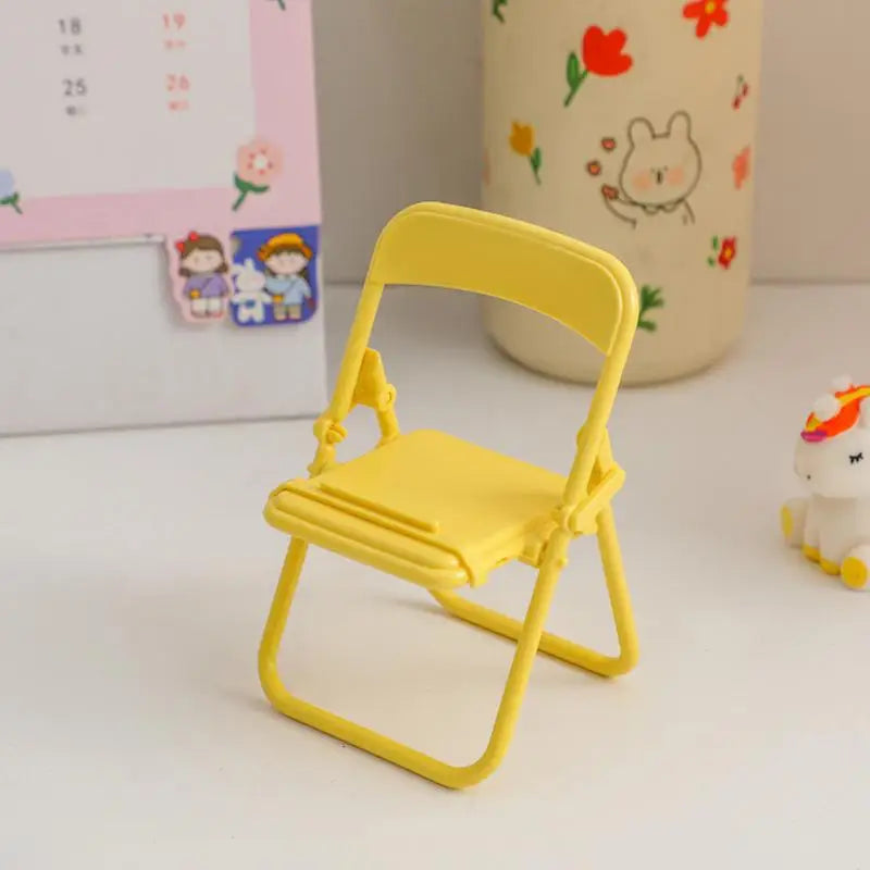 PC Universal Mobile Phone Accessories Foldable Chair Shape Mini Desktop Phone Holder Cell Phone Stand Cute Portable Bench Mini Toys