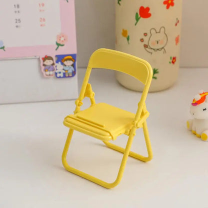 PC Universal Mobile Phone Accessories Foldable Chair Shape Mini Desktop Phone Holder Cell Phone Stand Cute Portable Bench Mini Toys