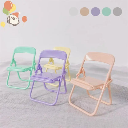 PC Universal Mobile Phone Accessories Foldable Chair Shape Mini Desktop Phone Holder Cell Phone Stand Cute Portable Bench Mini Toys