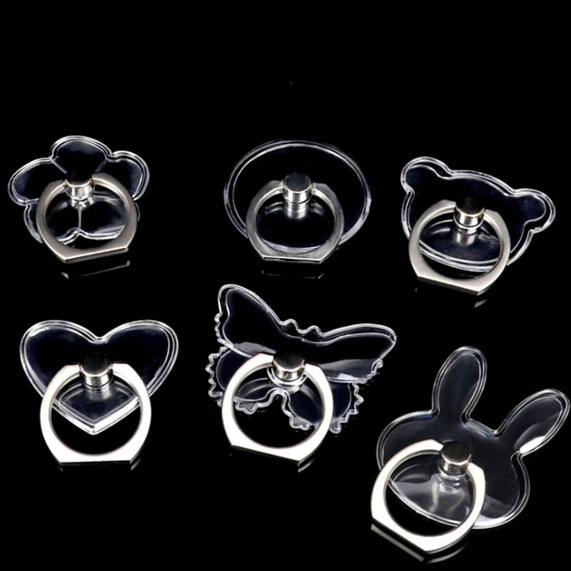 PC Universal Mobile Phone Holder Stand Finger Ring Magnetic For cute Cell Smart Phone Transparent holder  iphone 11 12 XS MAX