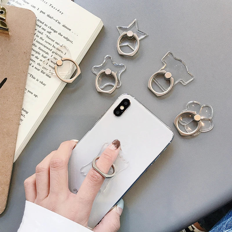 PC Universal Mobile Phone Holder Stand Finger Ring Magnetic For cute Cell Smart Phone Transparent holder  iphone 11 12 XS MAX