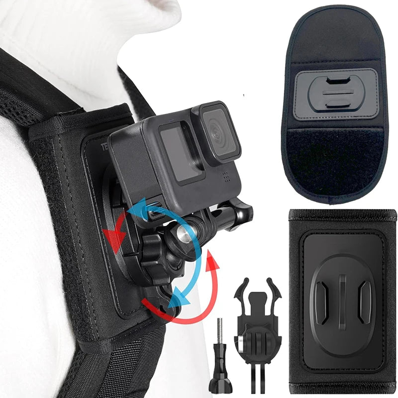 Universal Single Shoulder Strap Mount For GoPro Hero13 12 11 10 9 Insta 360 DJI Action Camera Rotatable Backpack Bracket Holder