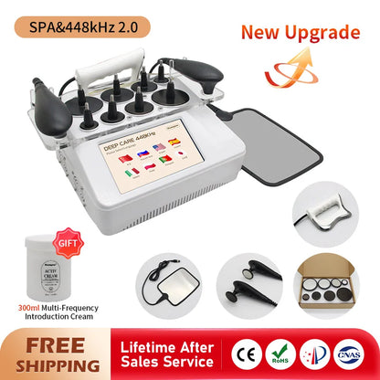 Upgrade 2.0 INDIBA Portable 448KHZ RF Tecar Therapy RET CET Diathermy Body Sliming Machine Pain Relief Skin Tightening Deep Care