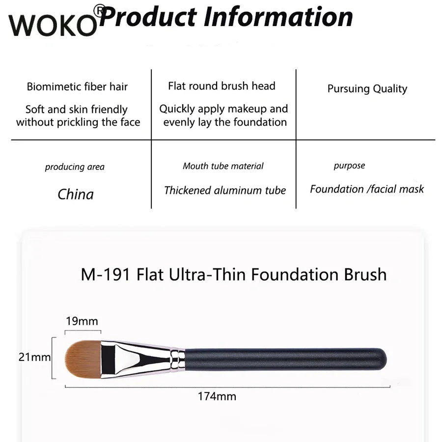 Upgraded M-191 Flat Round Ultra-thin Foundation Makeup BrushProfessional Contour Liquid  Foundation Cream Concealer Make-up Tool