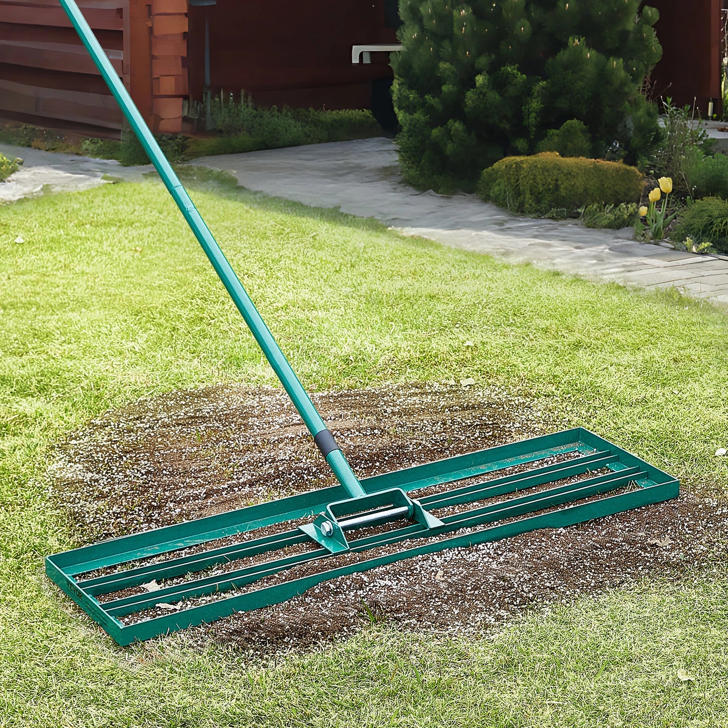 VEVOR Lawn Leveling Rake Heavy-duty Lawn Leveler with Extended Handle Yard Lawn Tool Leveling Rake Suit  Garden Golf Lawn Far