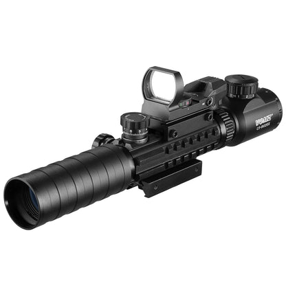 VOMZ 3-9X32 EG Hunting Tactical Rifle Scope Optical sight Red Green Illuminated Riflescope Holographic 4 Reticle red dot Combo