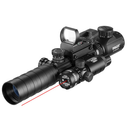 VOMZ 3-9X32 EG Hunting Tactical Rifle Scope Optical sight Red Green Illuminated Riflescope Holographic 4 Reticle red dot Combo