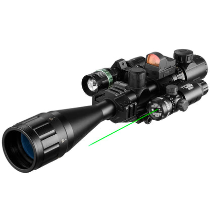 VOMZ 6-24x50 AOEG Rangefinder Sight Rifle Scope With Holographic 4 Reticle Sight Red Dot Green Dot Laser Combo Riflescope