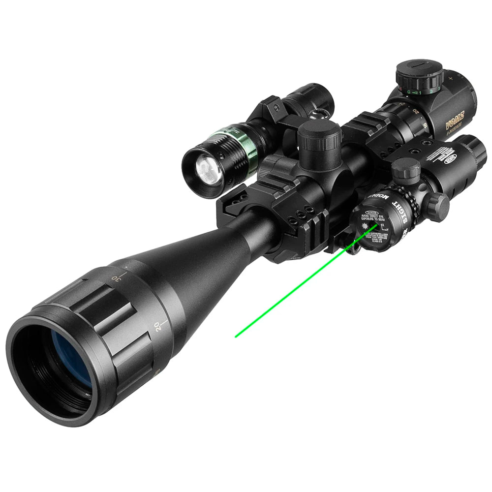 VOMZ 6-24x50 AOEG Rangefinder Sight Rifle Scope With Holographic 4 Reticle Sight Red Dot Green Dot Laser Combo Riflescope