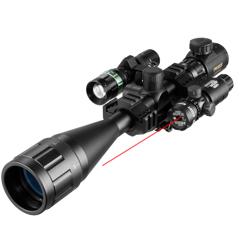 VOMZ 6-24x50 AOEG Rangefinder Sight Rifle Scope With Holographic 4 Reticle Sight Red Dot Green Dot Laser Combo Riflescope