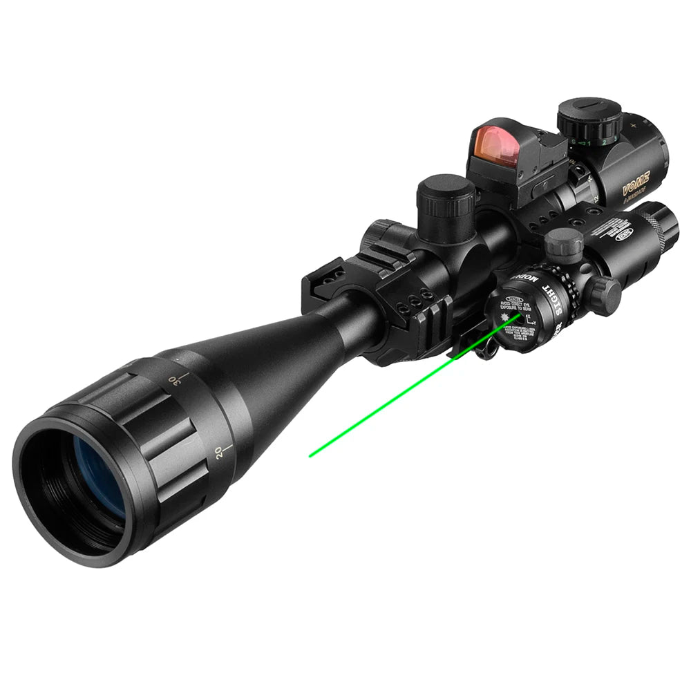 VOMZ 6-24x50 AOEG Rangefinder Sight Rifle Scope With Holographic 4 Reticle Sight Red Dot Green Dot Laser Combo Riflescope