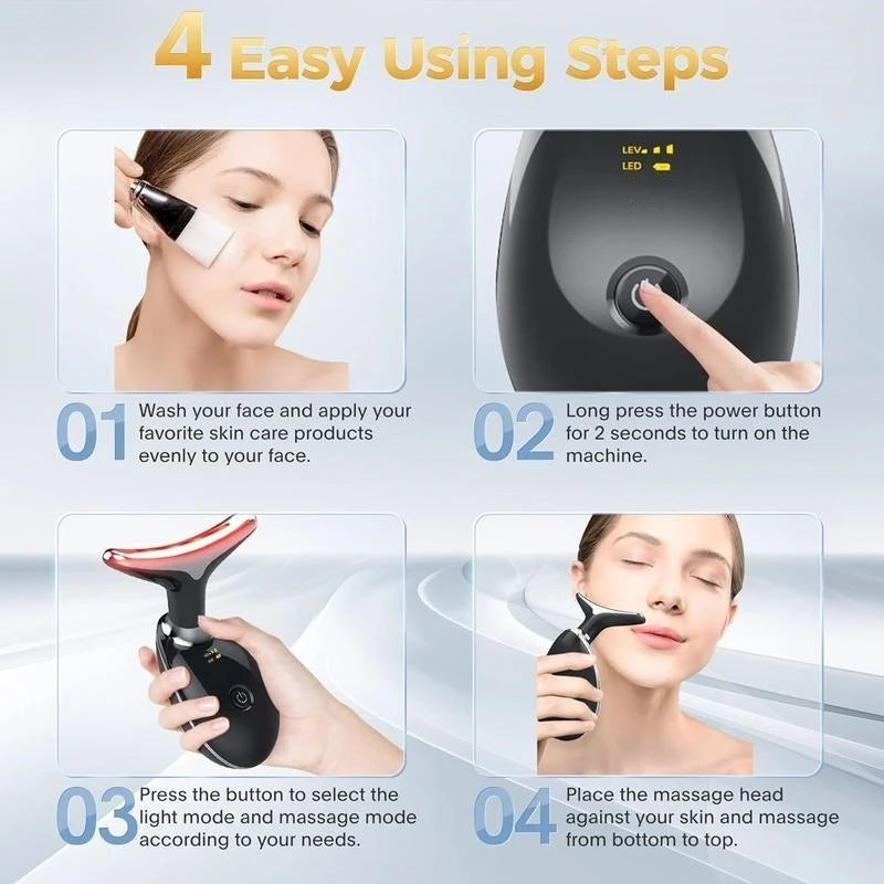 Vibrating Neck Device Beauty Gift, neck and face skin massager,1 piece set portable usb charging, facial massage instrument tool