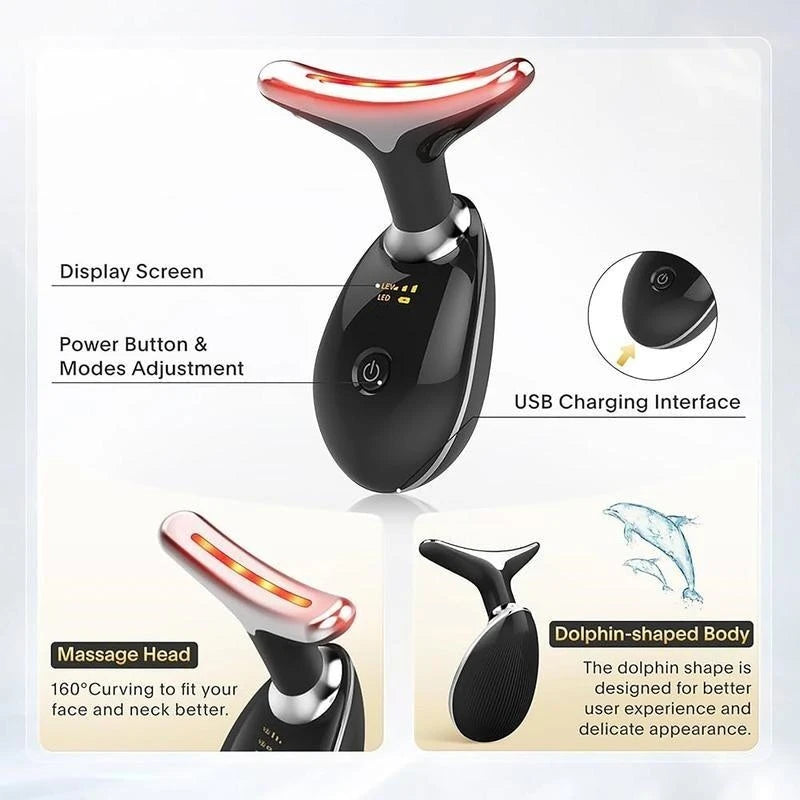 Vibrating Neck Device Beauty Gift, neck and face skin massager,1 piece set portable usb charging, facial massage instrument tool