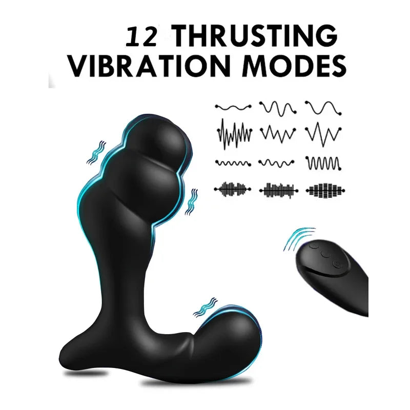 Vibrating Prostate Massager Training  With 12 Vibration Modes G-Spot  Anal Beads Sexual Stimulation Device