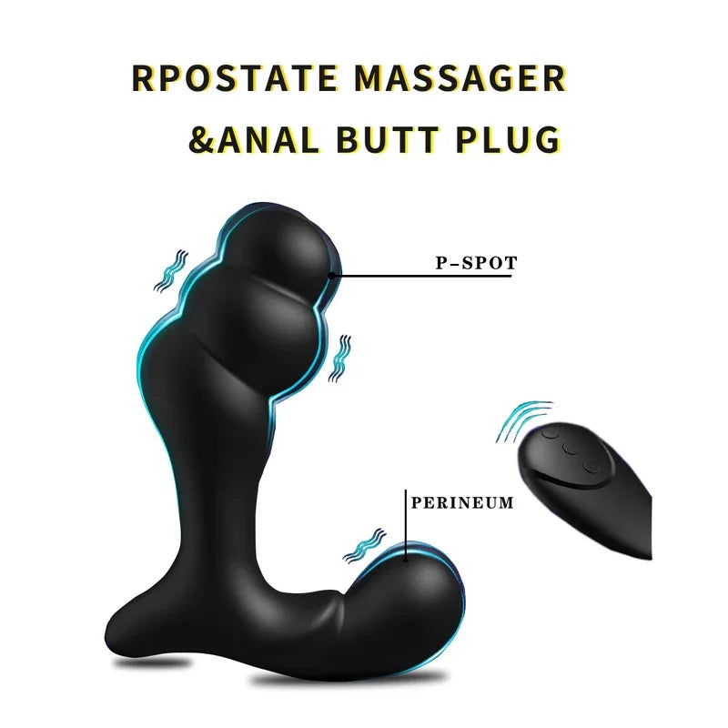 Vibrating Prostate Massager Training  With 12 Vibration Modes G-Spot  Anal Beads Sexual Stimulation Device