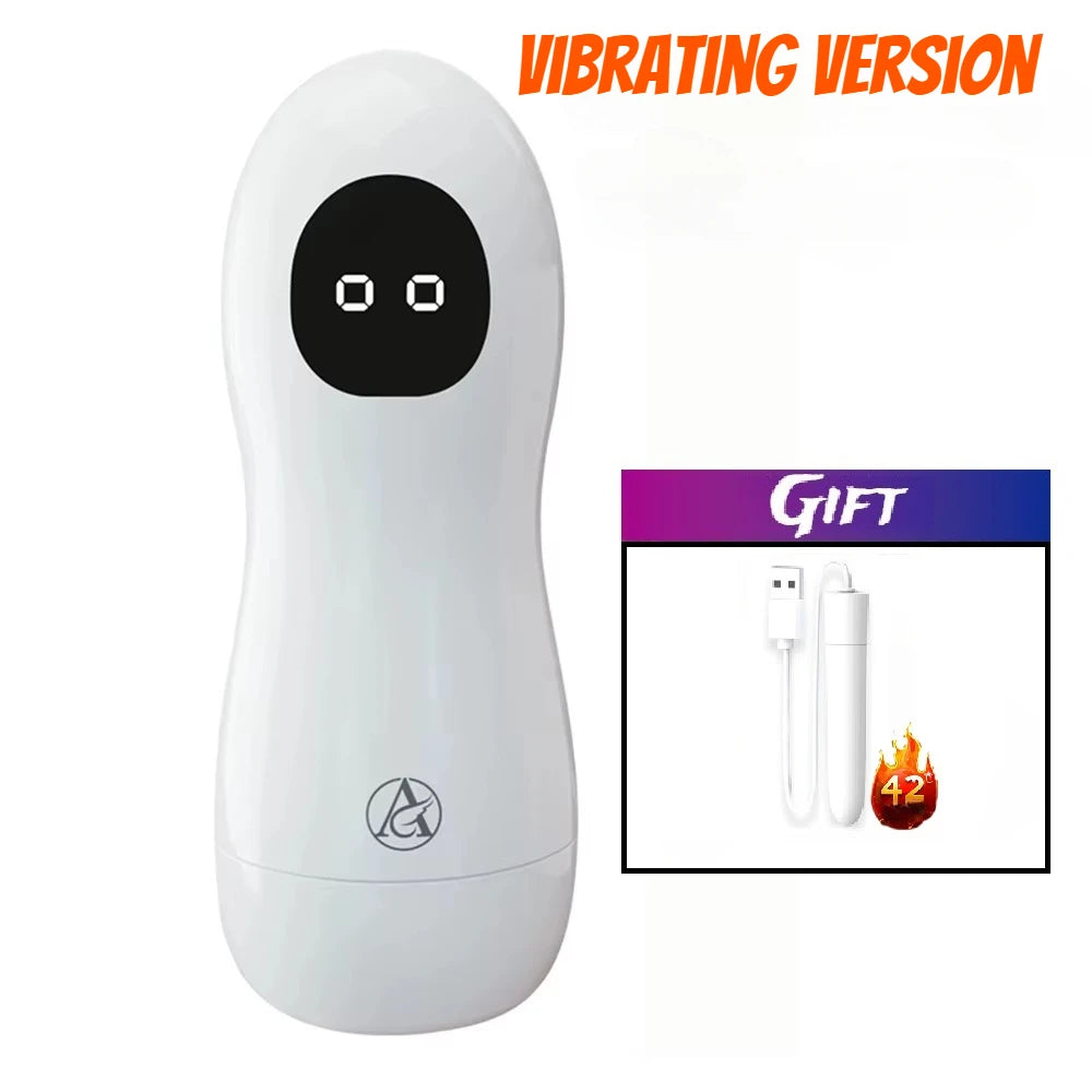 Vibration Automatic Masturbator Cup Male Blowjob Real Vagina Pocket Pussy Vibrating Bullet Penis Oral Adults Sex Toys  Man