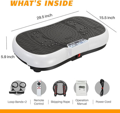 PC Vibration Plate Exercise Machine 10 Modes/ Loop Bands Jump Rope Bluetoot