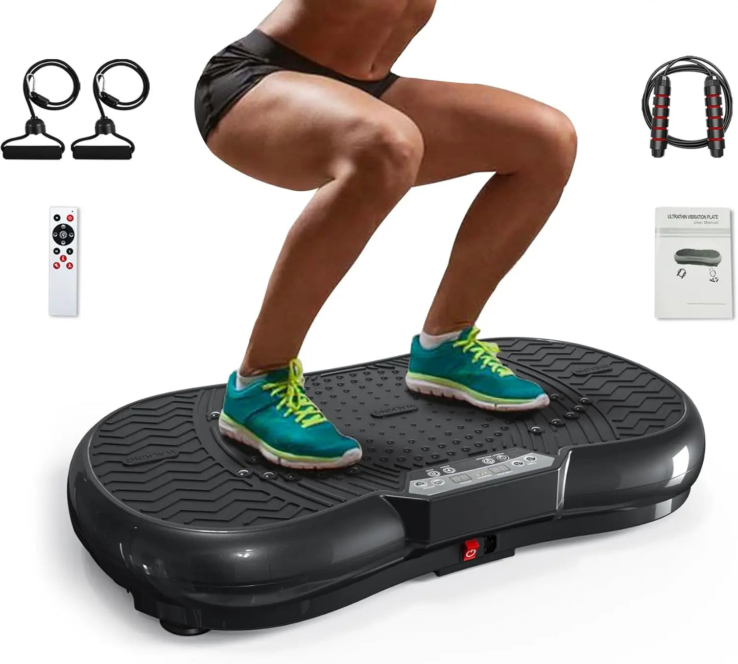 PC Vibration Plate Exercise Machine 10 Modes/ Loop Bands Jump Rope Bluetoot