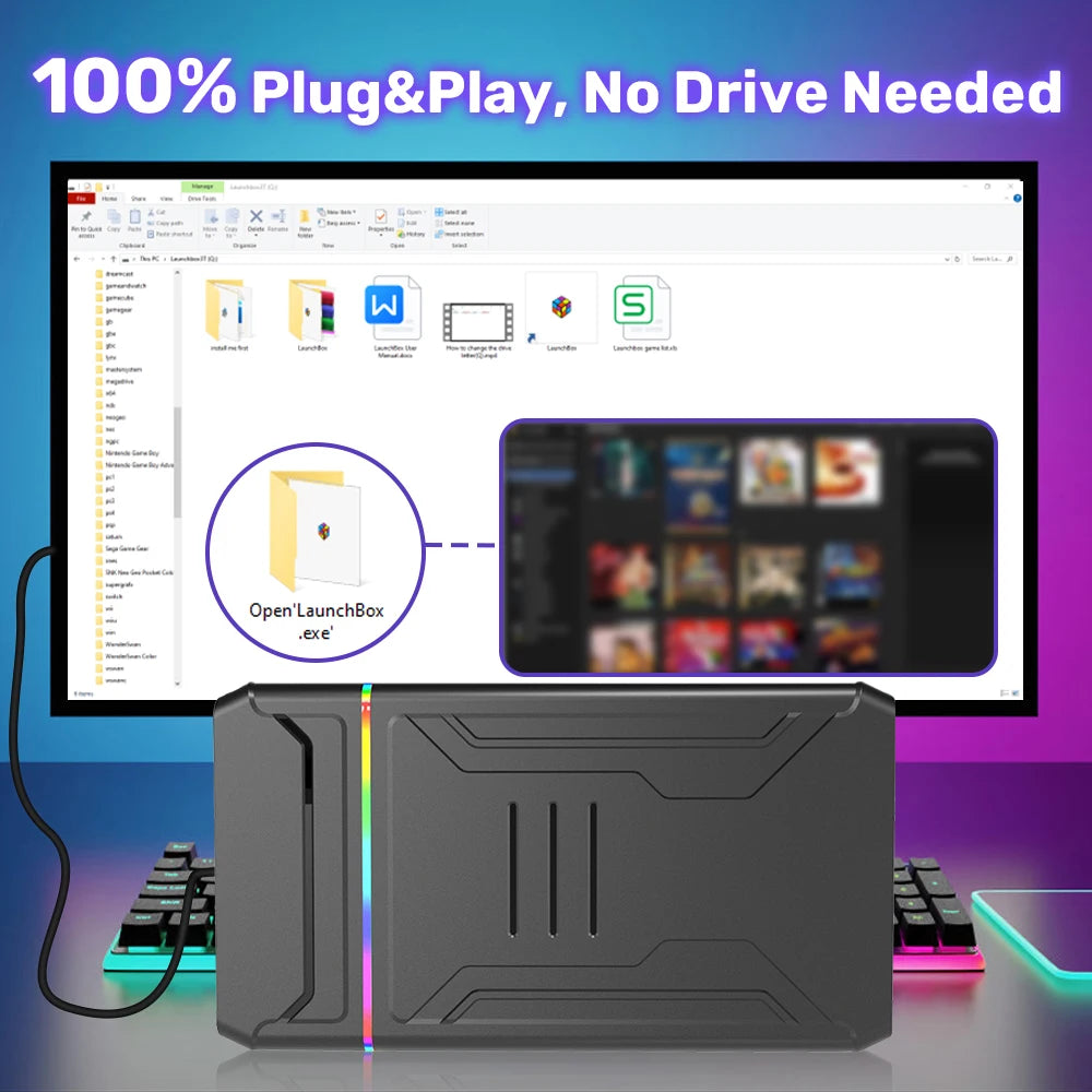 Video Game Consoles Launchbox OS Retro Gaming HDD  Xbox/Switch/PS4/PS3/PS2/PS1/DC/WII  Windows PC/Laptop with 10107Games