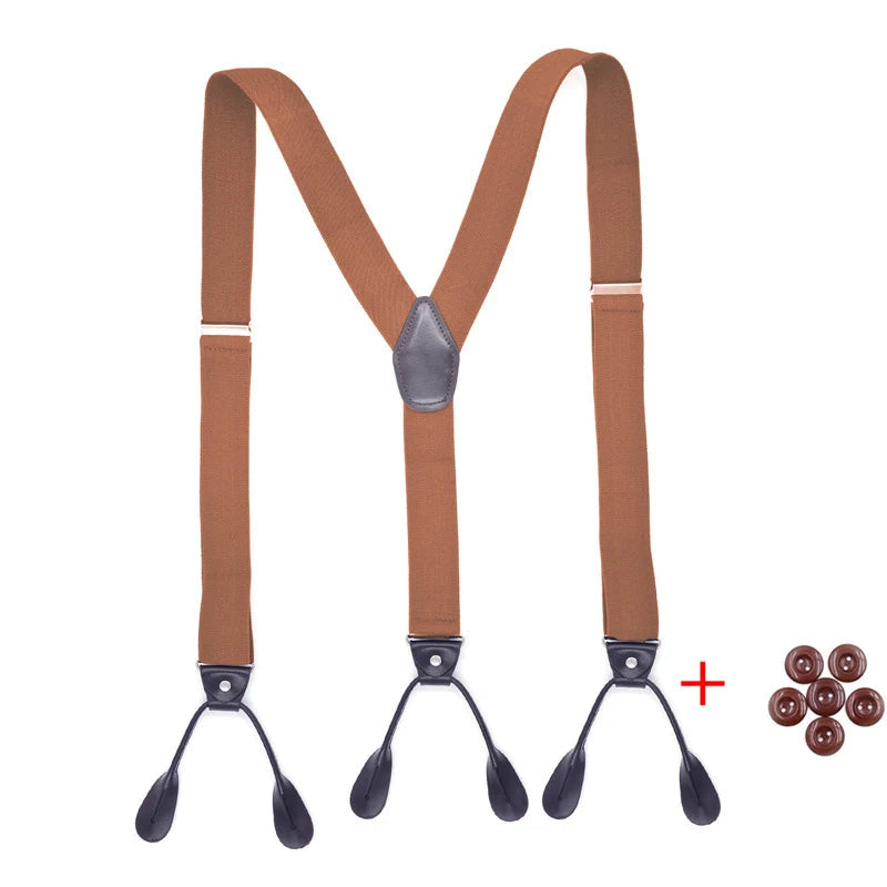 GtoozaVintage Suspenders Men Women Adult Leather Trimmed Button End Y Back Adjustable Elastic Trouser Braces Straps Belt Wedding Party gtooza.com