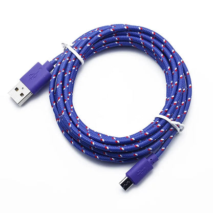 PC Vumpach Nylon Braided Micro USB Cable 1m/2m/3m Data Sync USB Charger Cable For Samsung HTC LG Huawei Xiaomi Android Phone Cables