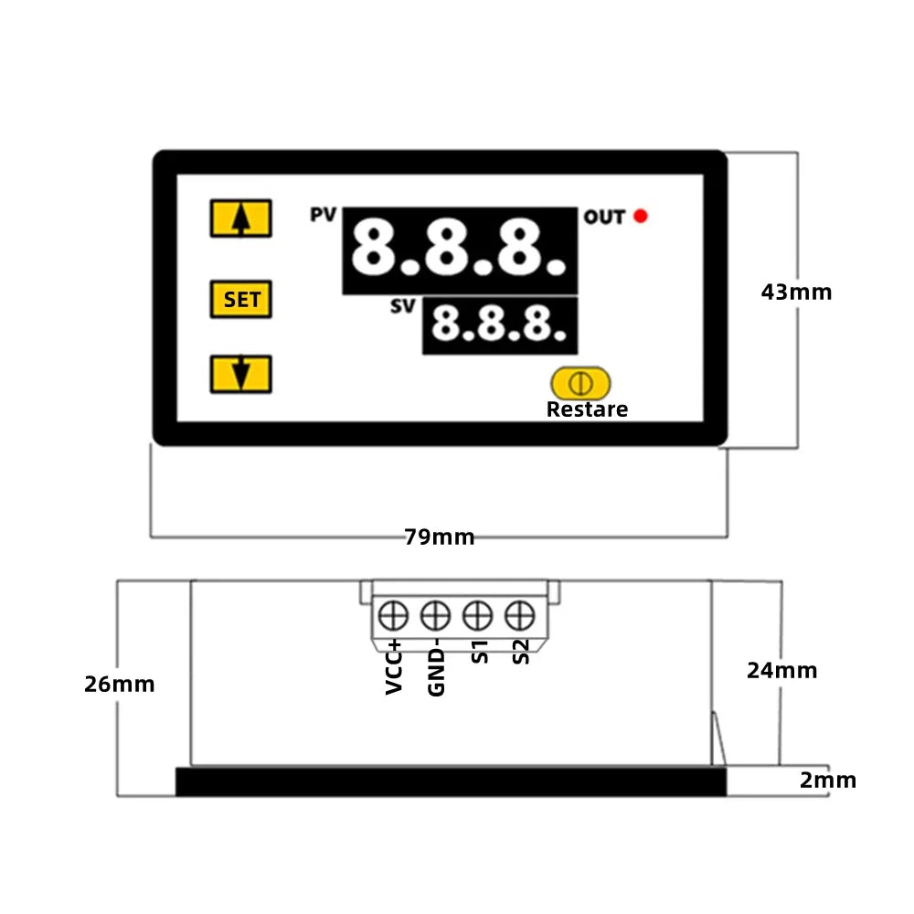 W3230 high-precision temperature controller temperature control switch module 12V 24V 110-220V