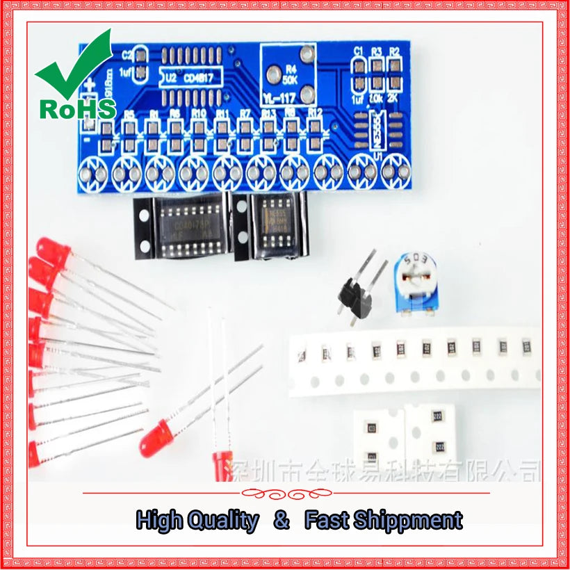 Water Lamp Kit NE555 + CD4017 Water Lamp Electronic DIY Spare Parts Electronic Production Electronic Suite Ne555p & 4017