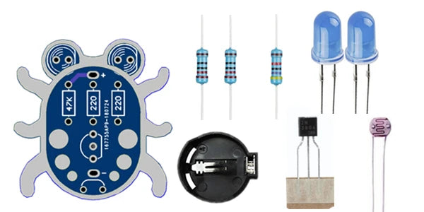 Weevil Eye DIY Electronic Beginner Learn To Solder Fun Kit Handmade Gift  (Red. Yellow. Green White Blue Black Purple )