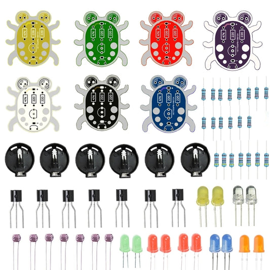 Weevil Eye DIY Electronic Beginner Learn To Solder Fun Kit Handmade Gift  (Red. Yellow. Green White Blue Black Purple )