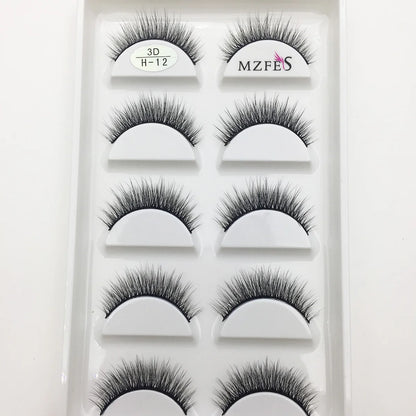 Wholesale 5 Pairs Natural 3D Mink False Eyelashes Make up Soft Fake Eye Lashes Faux cils Extension Makeup Beauty Eyelash