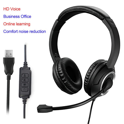 PCWired USB Headset Call Center Headphones with Microphone Noise Cancelling