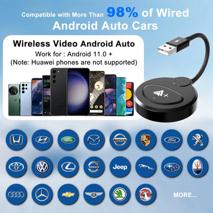 PC Wireless Android Auto Adapter  OEM Wired AA Cars Android Auto Dongle  Android Phone Convert Wired to Wireless 5Ghz WiFi