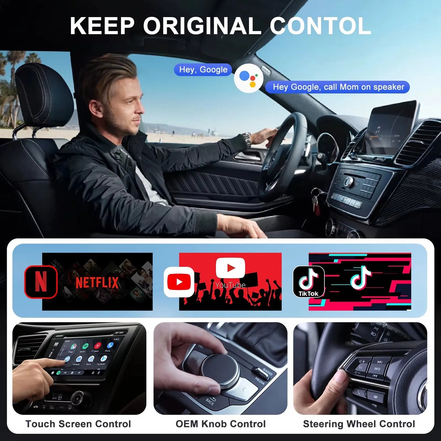 PC Wireless Android Auto Adapter  OEM Wired AA Cars Android Auto Dongle  Android Phone Convert Wired to Wireless 5Ghz WiFi