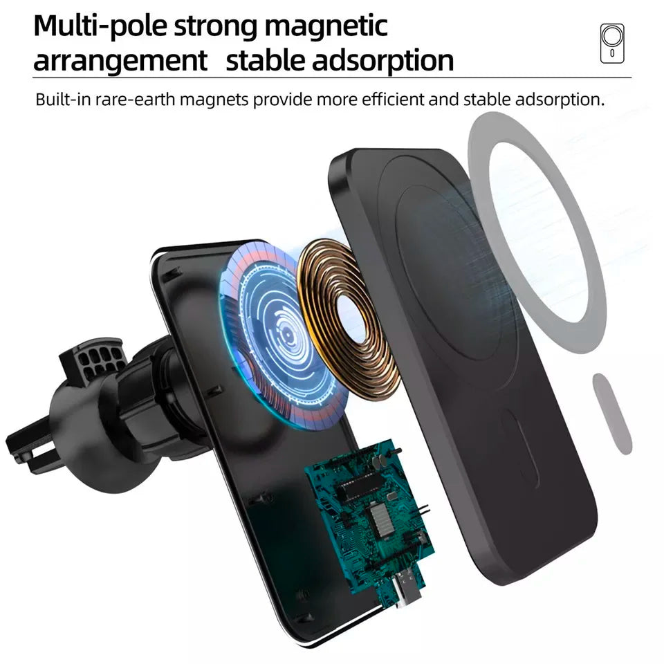 PC Wireless Charger Magnetic Car phone Holder  iPhone 14 13 Pro Max 12 Phone Accessories 30W Fast Charging Induction Adapter