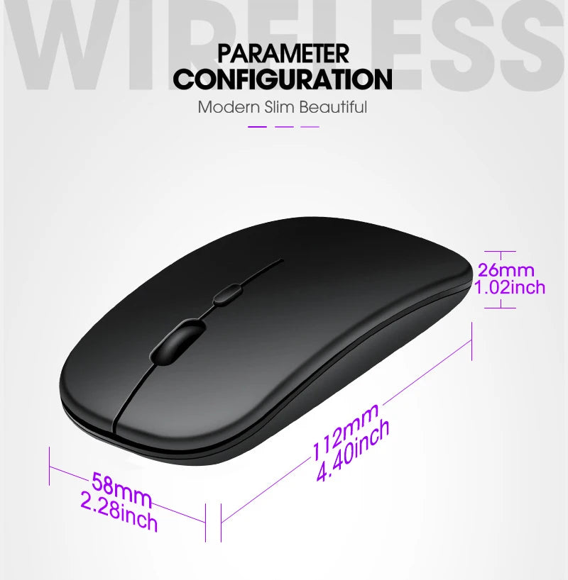 PC Wireless Mouse,Battery Version 2.4G Slim Portable Computer Mice  Notebook, PC, Laptop, Computer (Black and Pink Slivery)