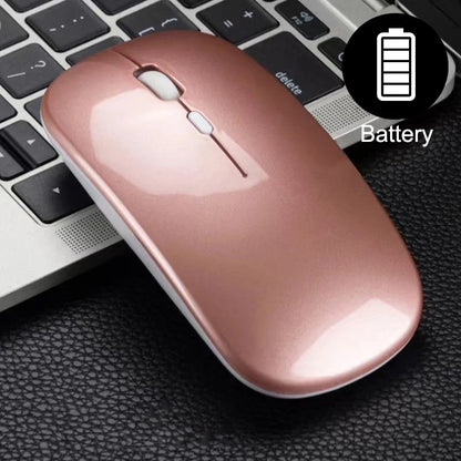 PC Wireless Mouse,Battery Version 2.4G Slim Portable Computer Mice  Notebook, PC, Laptop, Computer (Black and Pink Slivery)