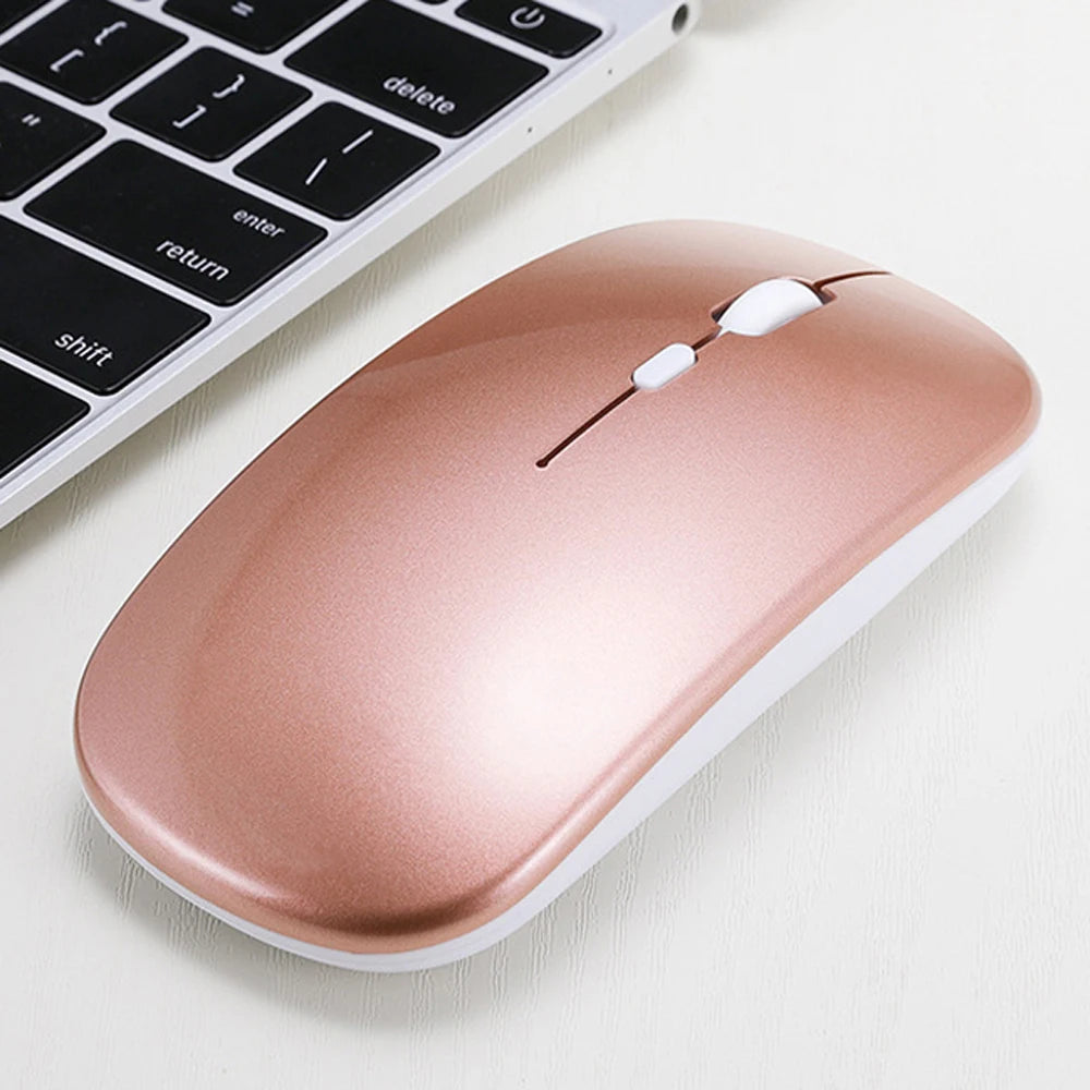 PC Wireless Mouse,Battery Version 2.4G Slim Portable Computer Mice  Notebook, PC, Laptop, Computer (Black and Pink Slivery)