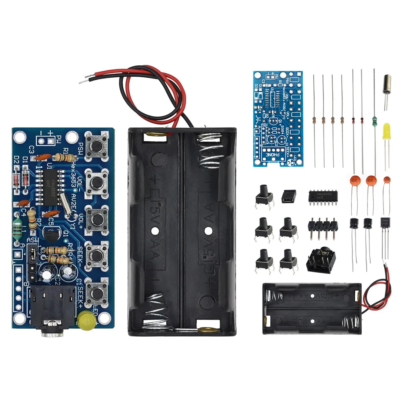 Wireless Stereo FM Radio Receiver Module PCB FM DIY Electronic Kits 76MHz-108MHz DC 1.8V-3.6V