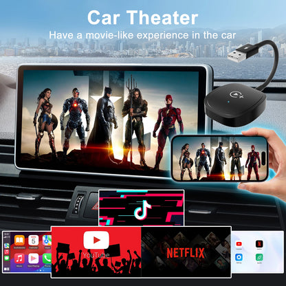 PC Wireless Video Carplay Adapter with Netflix/YouTube/TikTok/Google Play,  OEM Wired CarPlay Cars