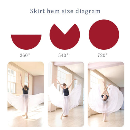 Women Ballerina Ballet Dance Skirts Chiffon Skirts Adults Dance Costumes 720° Large Skirt Classical Contemporary Dance Skirts gtooza.com