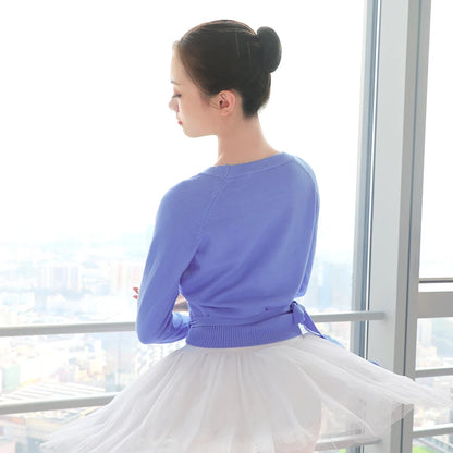 Women Ballet Dance Lace-up Coat Ballet Overall Wrap Sweaters Teen Ballerina Gymnastics Ballet Dance Warm Up Cardigan  Winter