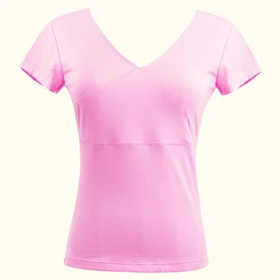 Women Ballet Dance Tops Solid Color Dance T-shirt Girls Standard Gymnastics Short Sleeve Shirt Adults Yoga Practice T-shirt