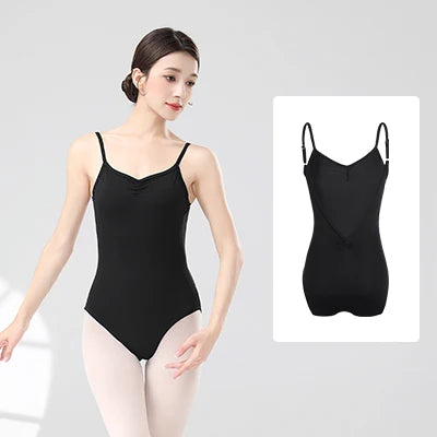 Women Ballet Leotards Adjustable Strap Dance Bodysuit Girls Adult Ballet Camisole Resilient Gymnastics Leotards with Lining