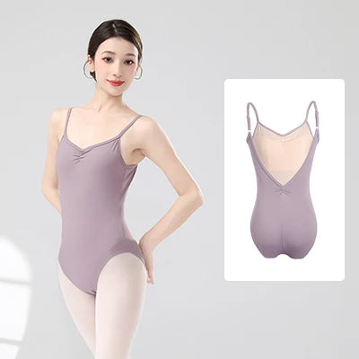 Women Ballet Leotards Adjustable Strap Dance Bodysuit Girls Adult Ballet Camisole Resilient Gymnastics Leotards with Lining