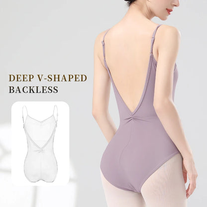 Women Ballet Leotards Adjustable Strap Dance Bodysuit Girls Adult Ballet Camisole Resilient Gymnastics Leotards with Lining