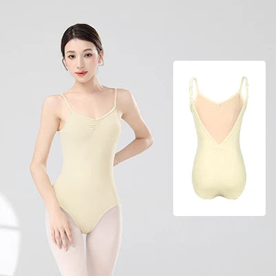 Women Ballet Leotards Adjustable Strap Dance Bodysuit Girls Adult Ballet Camisole Resilient Gymnastics Leotards with Lining