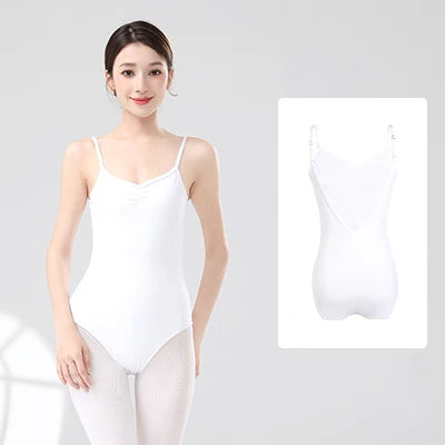 Women Ballet Leotards Adjustable Strap Dance Bodysuit Girls Adult Ballet Camisole Resilient Gymnastics Leotards with Lining